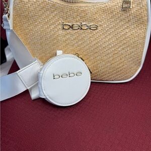 Bebe Beige and White Crossbody Bag